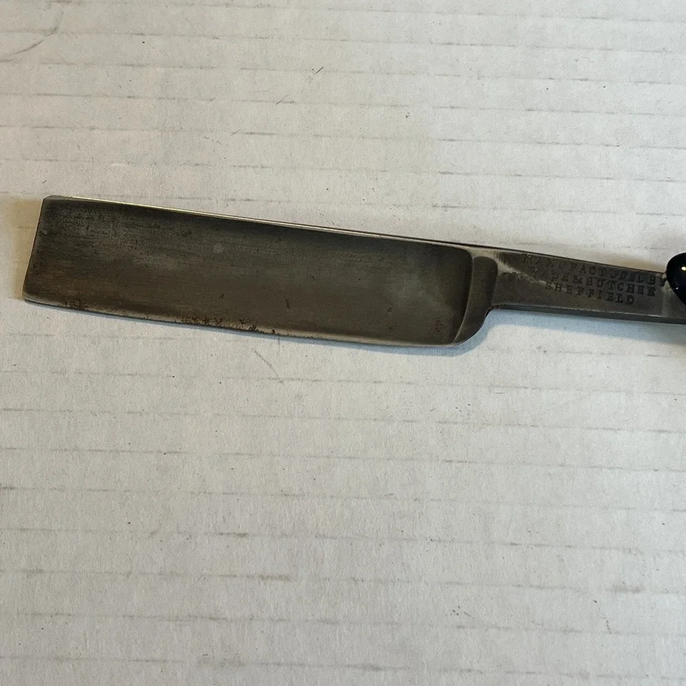 Antique WADE & BUTCHER Sheffield Straight Razor Foldable Black Handle w Case